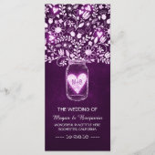 Blumenjar lila Hochzeitsfeier Programm (Vorderseite)
