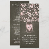 Blumenjar rosa elegante Hochzeitsprogramme Programm (Vorne/Hinten)