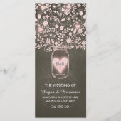 Blumenjar rosa elegante Hochzeitsprogramme Programm (Vorderseite)