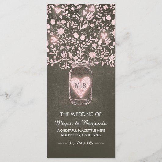 Blumenjar rosa elegante Hochzeitsprogramme Programm (Vorderseite)
