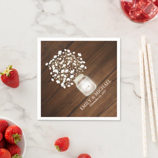 Blumenjar rustikale Hochzeit Serviette (Beispiel)