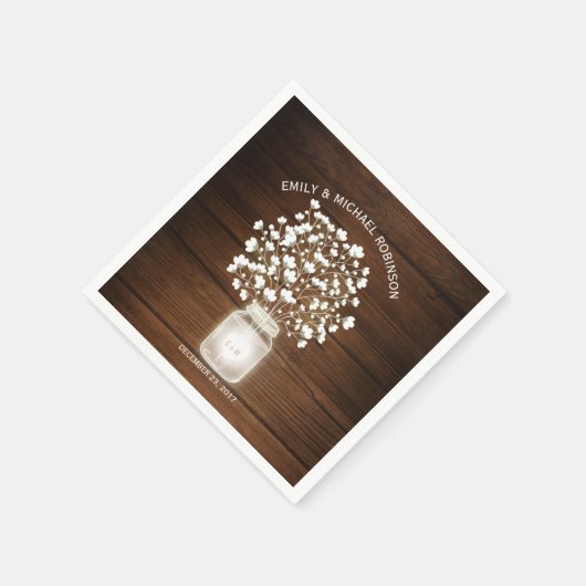 Blumenjar rustikale Hochzeit Serviette (Ecke)