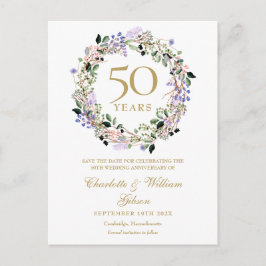 Blumenjubiläum 50. Hochzeit Save the Date Ankündigungspostkarte