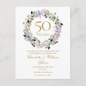 Blumenjubiläum 50. Hochzeit Save the Date Postkarte (Vorderseite)