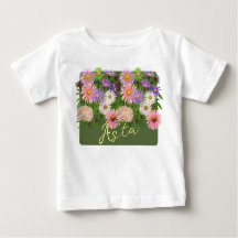 Blumenjungen T - Shirt Pink Asters & ihr Name