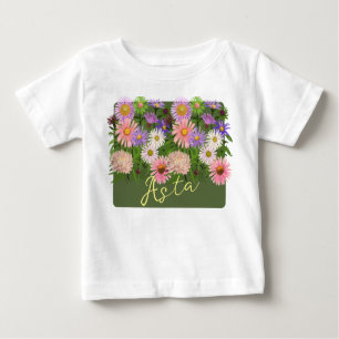 Blumenjungen T - Shirt Pink Asters & ihr Name