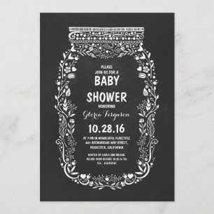 Blumenkachel mit Kacheln rustikale Babydusche Einladung