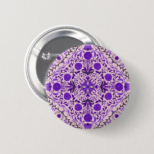 Blumenkacheln in violett- und wattenrosa button (Vorne & Hinten)