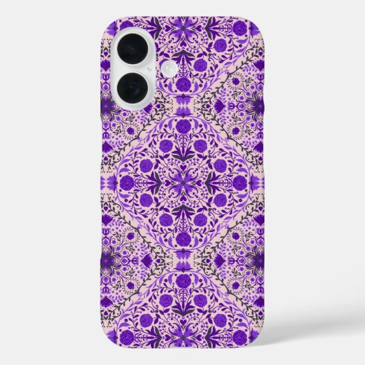 Blumenkacheln in violett- und wattenrosa Case-Mate iPhone hülle (Rückseite)
