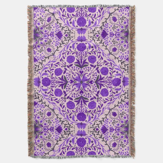 Blumenkacheln in violett- und wattenrosa decke (Vorderseite Vertikal)