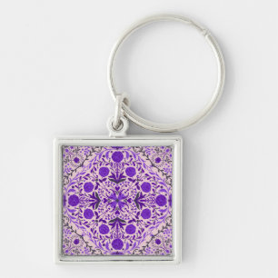 Blumenkacheln in violett- und wattenrosa schlüsselanhänger