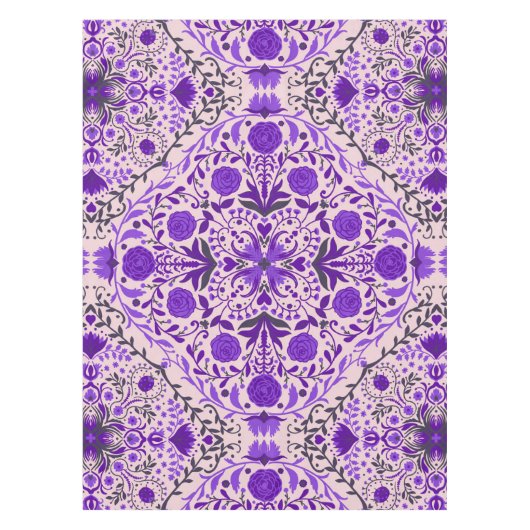 Blumenkacheln in violett- und wattenrosa tischdecke (Vorderseite)