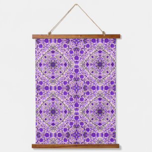 Blumenkacheln in violett- und wattenrosa wandteppich mit holzrahmen