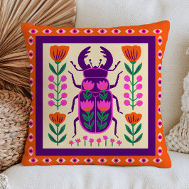 Blumenkäfer Funky Folk Art Farbiger Insekten Kissen