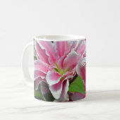 Blumenkaffee-Tasse der rosa Stargazerlilie Kaffeetasse (Vorderseite Links)