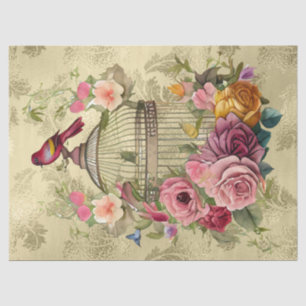 Blumenkäfig Gold Decoupage Seidenpapier