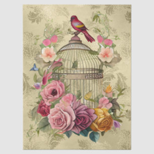 Blumenkäfig Gold Decoupage Seidenpapier