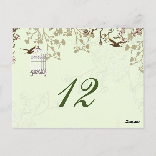 Blumenkäfig, Liebesvögel Tischnummern (Rückseite)