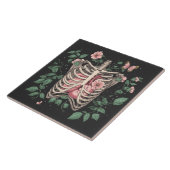 Blumenkäfig und Herz Botanische Illustration Fliese (Seite)