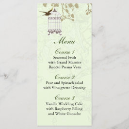 Blumenkäfig, Vogelkäfig, Liebesvögel Menükarte