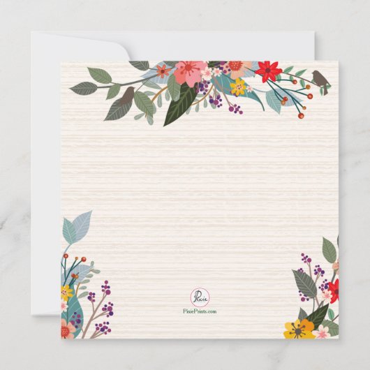 Blumenkäfige Brautdusche Einladung (Rückseite)