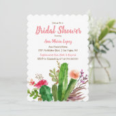 Blumenkaktus Bridal Dusche Einladung (Stehend Vorderseite)