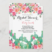 Blumenkaktus Bridal Dusche Einladung (Vorne/Hinten)