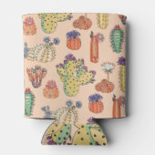 Blumenkaktus: Lebhaftes Muster-Design. Dosenkühler (Rückseite)