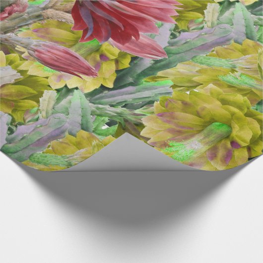 BLUMENKAKTUS, ROT PINK GELBE BLUMEN GESCHENKPAPIER (Ecke)