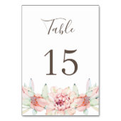 Blumenkaktus & Sukkulent. Botanische Hochzeit Tischnummer (Rückseite)