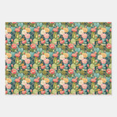 Blumenkaktus Sukkulent Geschenkpapier Set (Vorderseite)