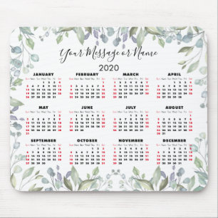 Blumenkalender 2020 Ihre Nachricht oder Name Mousepad