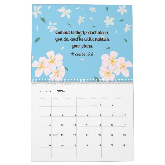 Blumenkalender 2024 mit Bibelversen Kalender (Jan 2026)