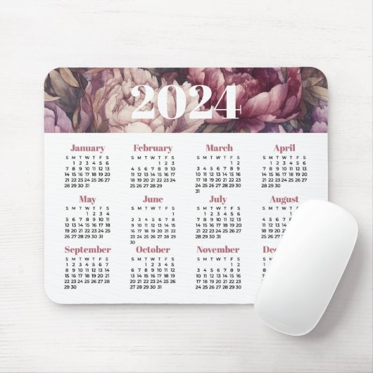 Blumenkalender 2024 mousepad (Mit Mouse)
