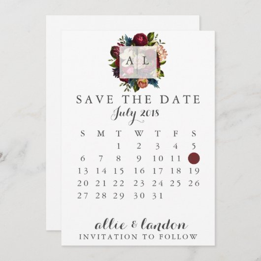 Blumenkalender Save The Date (Vorne/Hinten)