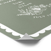 Blumenkalk an der Grenze Grün Hochzeit Begrüßung Poster (Ecke)