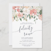 Blumenkalligrafie-Brautparty Einladung (Vorderseite)