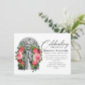 Blumenkalligrafie - Lebensfeier Einladung (Stehend Vorderseite)