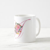 Blumenkalligrafie Letter A-Tasse Kaffeetasse (VorderseiteRechts)