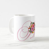 Blumenkalligrafie Letter A-Tasse Kaffeetasse (Vorderseite Links)