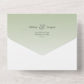 Blumenkalligrafie Sage Green Moody Blue All In One Einladung (Rückseite)