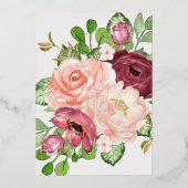 Blumenkalligraphie Brautparty Folieneinladung (Rückseite)