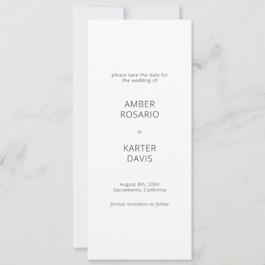 Blumenkalligraphie Schwarz/Weiß Save the Date Einladung (Rückseite)