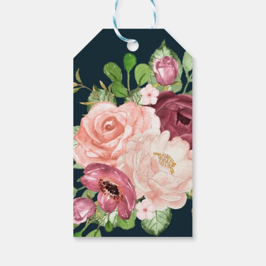 Blumenkalligraphie von vermisst bis mrs Brautparty Geschenkanhänger (Rückseite)