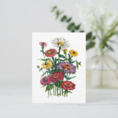Blumenkarneval Postkarte (Stehend Vorderseite)
