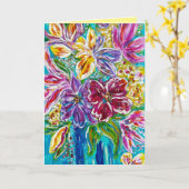 Blumenkarte "Blue Vase" Faltkarte Karte (Gelbe Blume)