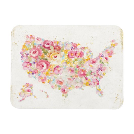 Blumenkarte der USA Magnet (Horizontal)