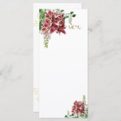 Blumenkarte des Hochzeitstiefels Menükarte (Vorne/Hinten)