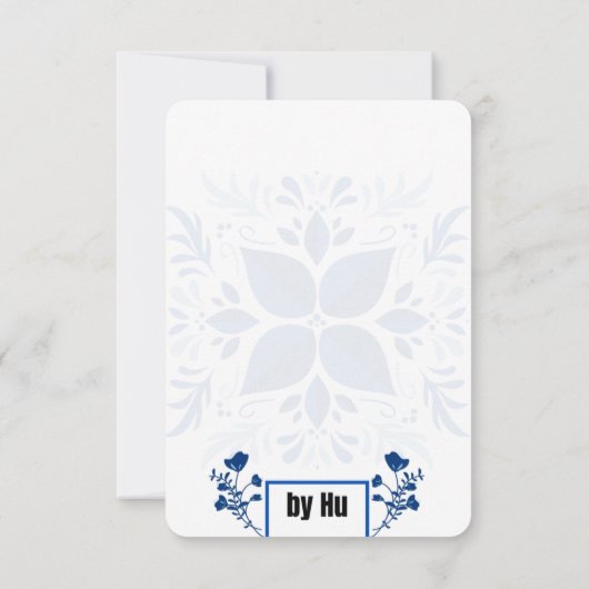 Blumenkarte für das neue Jahr, blaue Karte für das (Rückseite)