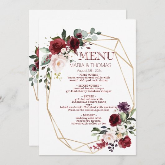 Blumenkarte für die Hochzeitsempfehlung Einladung (Vorne/Hinten)